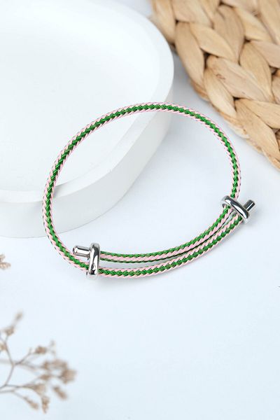 Jack Ferrero Silver Steel / Unisex Colorful String Bracelet (Adjustable)
