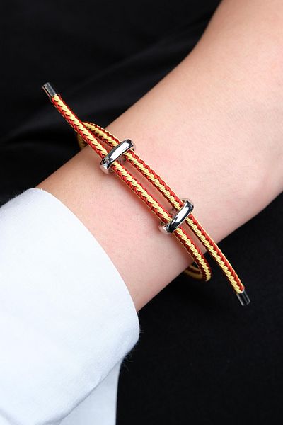 Jack Ferrero Silver Steel / Unisex Colorful String Bracelet (Adjustable)
