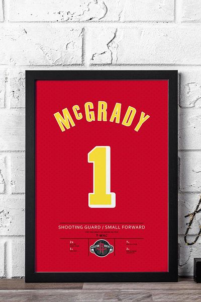 Saturn Tracy Mcgrady Jersey Framed Painting - Houston Rockets Nba