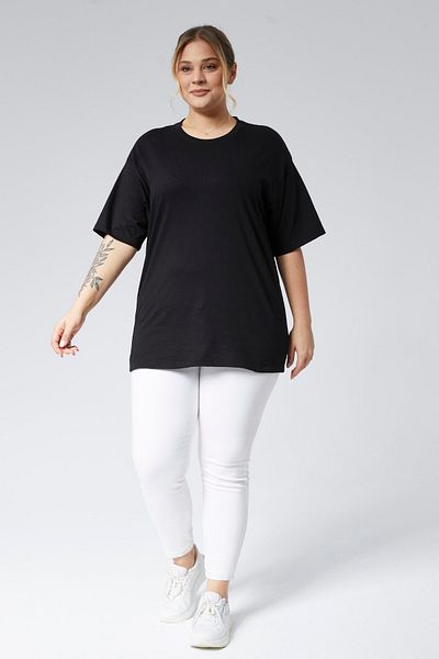 Seamoda Large Size Oversize Wide Fit Comfortable Basic Tshirt-Black