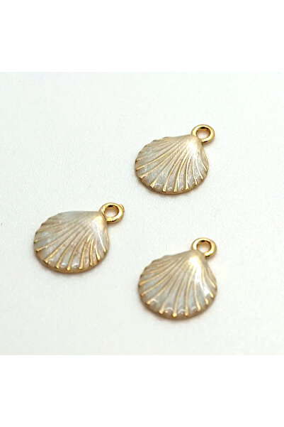 Yıldırım Gold Colored Seashell Charm with Pearl Detail – 19X13 mm Steel Penda...