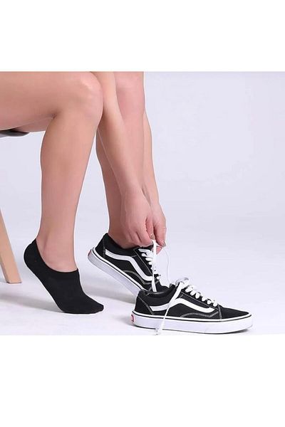 Vast 10 Pairs Cotton Invisible Sneaker Socks Black - Men's and Women's Ankle Socks
