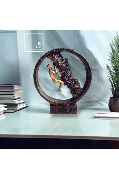 77 Santhi 77-3 Tırmanan Adam Heykeli Başarı Azim Temalı Modern Dekoratif Bibl...