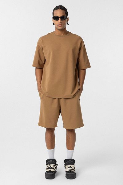 VAMOSCLO Basic Oversize Shorts Set Brown