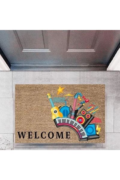 krmnyatırım Digital Printed Decorative Door Mat - Musicp-2748