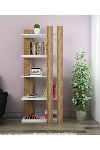 FAVORA Mole Kitaplık - Beyaz - Ceviz