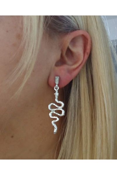 mos&more Silver Dangle Snake Women's Earrings