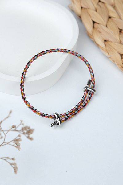 Jack Ferrero Silver Steel / Unisex Colorful String Bracelet (Adjustable)