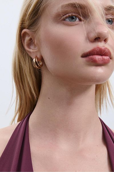 Stradivarius Set of 4 hoop and faux pearl earrings