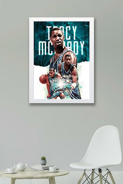 Saturn Tracy Mcgrady Framed Painting - Orlando Magic Nba Poster Painting