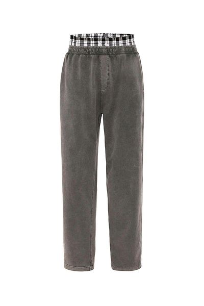 VAMOSCLO Washable Waist Detailed Baggy Tracksuit Bottom Mink