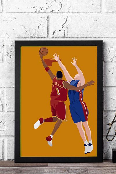 Saturn Tracy McGrady Pictură înrămată - Pictură poster NBA de baschet