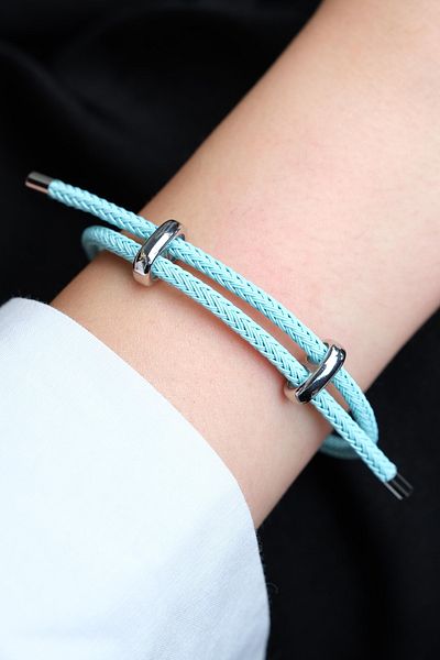 Jack Ferrero Silver Steel / Unisex Colorful String Bracelet (Adjustable)