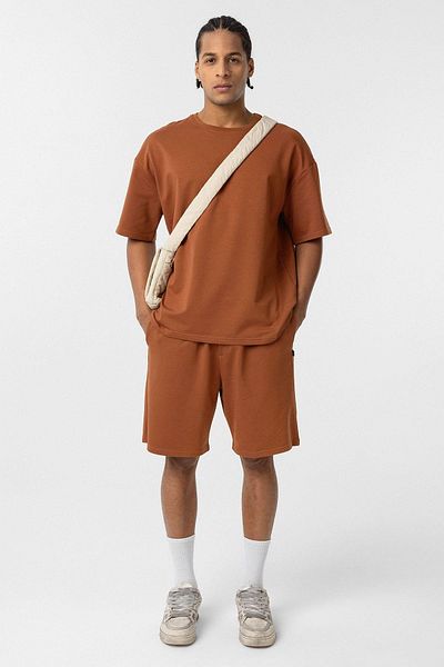 VAMOSCLO Basic Oversize Shorts Set Camel