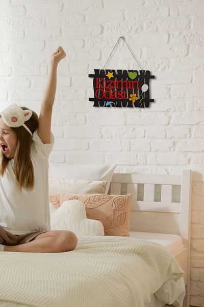 Kutaydan My Daughter's Room Written Garden Fence Figured Mdf Laser Cut Door and Wall Ornament - Rebap Ahşap