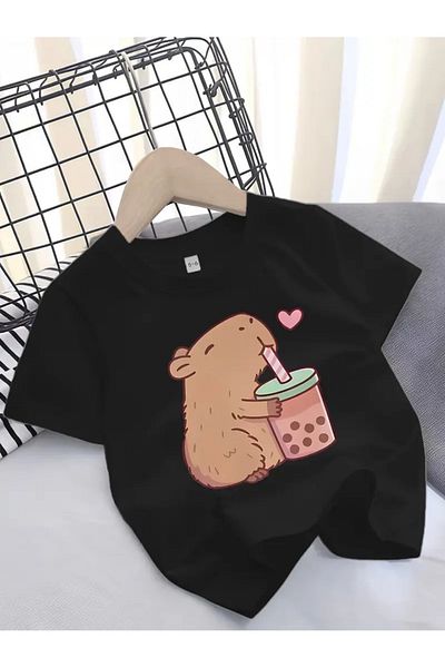 Touz Moda Bubble Capybara Kids Design Unisex Oversize T-Shirt