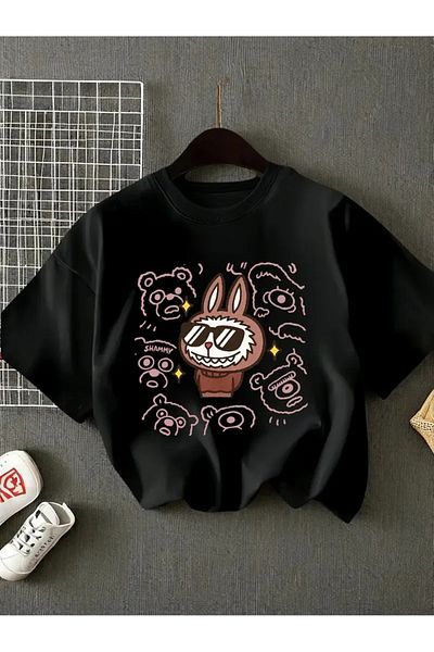 Touz Moda Cool Labubu Kids Design Unisex Oversize T-Shirt