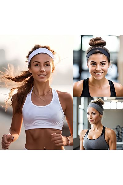 ESES BEBE Women's 3-Piece Cotton Stretchy Bandana Hair Band Set