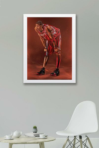 Saturn Tracy Mcgrady Framed Painting - Basketball Nba Poster Painting