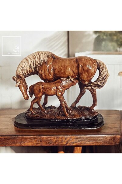 77 Ugarte At ve Tay Figürlü Dekoratif Biblo Anlamlı Ev Ofis Hediyesi Yavrulu ...