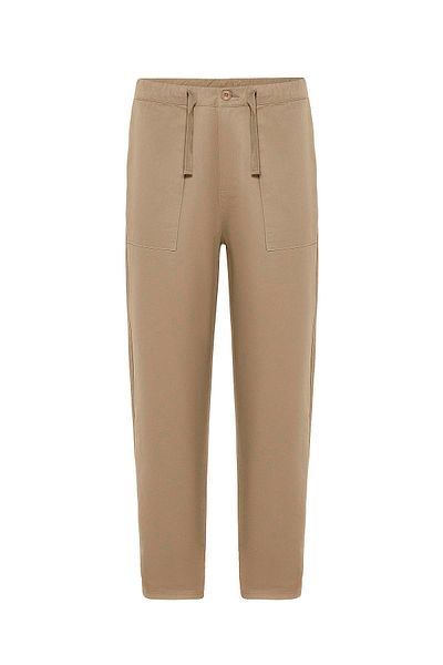 VAMOSCLO Baggy Fit Gabardine Trousers Tan