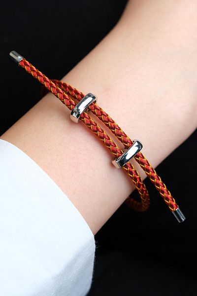 Jack Ferrero Silver Steel / Unisex Colorful String Bracelet (Adjustable)