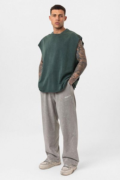 VAMOSCLO Washable Oversize Tracksuit Bottom Khaki