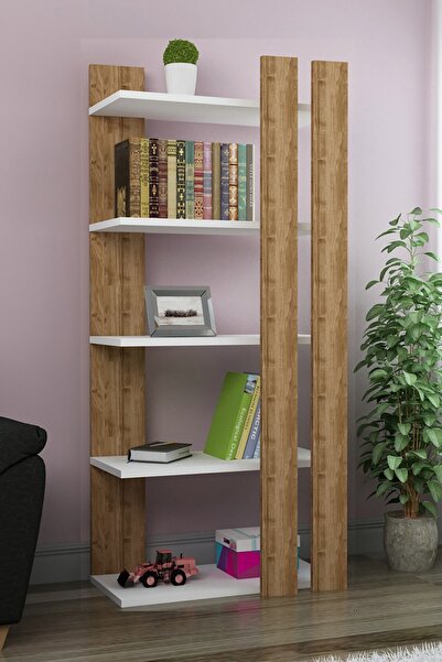 FAVORA Mole Kitaplık - Beyaz - Ceviz