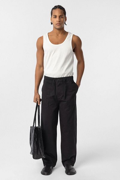 VAMOSCLO Baggy Fit Gabardine Trousers Black