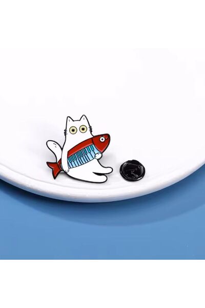 iğne izi Kedili broş, çocuk broş, iğneli broş klipsli broş yaka broşu çeket y...