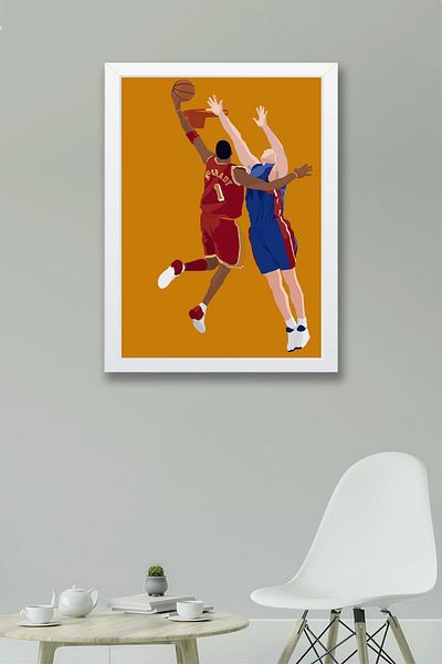 Saturn Tracy McGrady Pictură înrămată - Pictură poster NBA de baschet