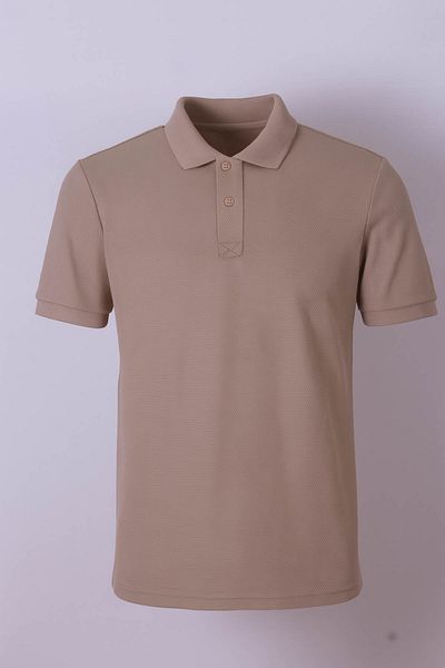 trender Ανδρικό μπλουζάκι Honeycomb Single Jersey Polo Neck Mink 2326