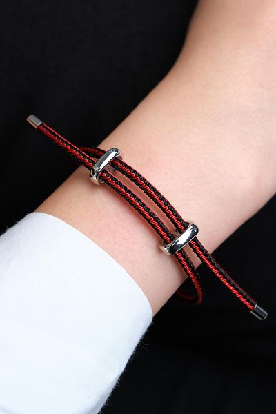 Jack Ferrero Silver Steel / Unisex Colorful String Bracelet (Adjustable)