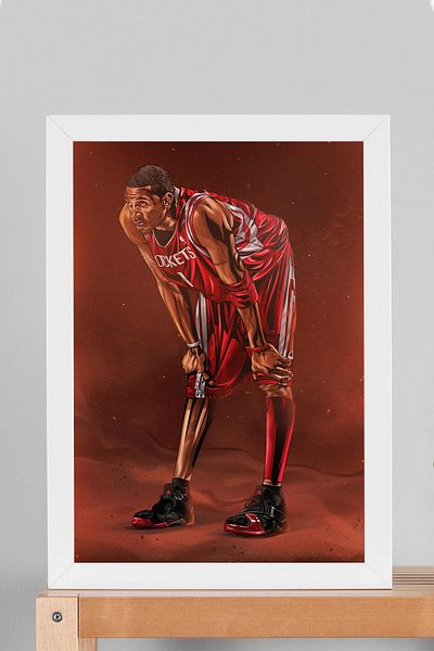 Saturn Tracy Mcgrady Framed Painting - Basketball Nba Poster Painting