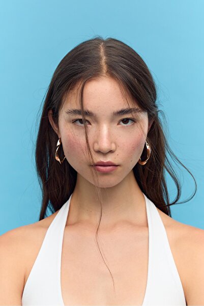 Stradivarius Set of 9 enamelled irregular hoop earrings