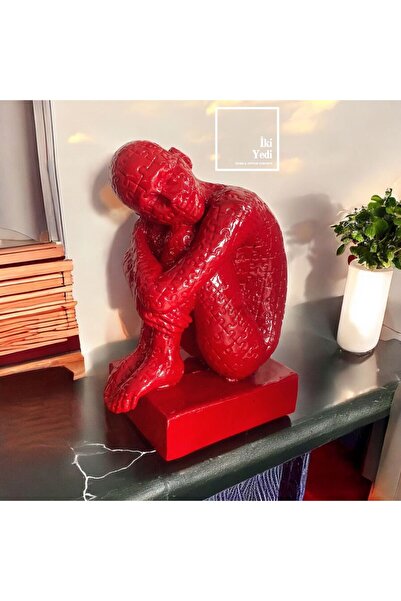 77 Kırmızı Siyah Puzzle Tasarım 30 cm Kadın Heykeli Modern Minimalist Dekorat...