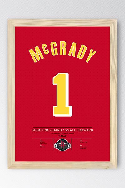Saturn Tracy Mcgrady Jersey Framed Painting - Houston Rockets Nba