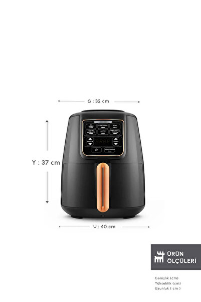 Karaca Air Pro Cook Xl 2 In 1 Konuşan Airfryer Black Cooper 4 Kişilik
