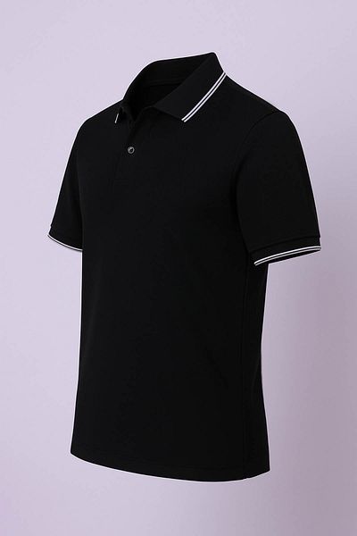 trender Ανδρικό μπλουζάκι με κηρήθρα Lycra και μισό πατάκι μαύρο 2768