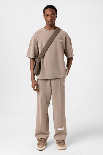 VAMOSCLO Label Detailed Oversize Modal Fabric Tracksuit Suit Mink
