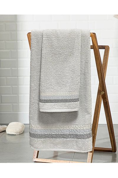 Lucy and Home Gray Jacquard 2-Piece Bath Towel Set 70X140Cm+30X50Cm