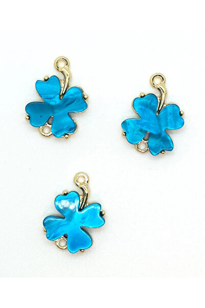 Yıldırım Emaye Yonca Sallantılı Charm – Mavi Renk de, 27x19 mm Kolye Ucu, Cam...