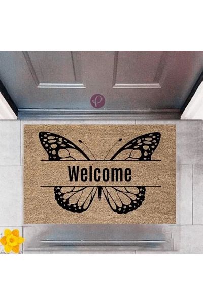 Mu Art Ahşap Door Mat Decorative Digital Printing Welcome P-2372