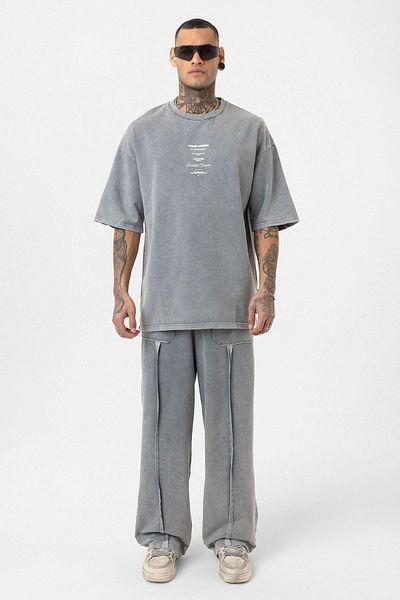 VAMOSCLO Washable Printed Oversize Tracksuit Set Light Gray