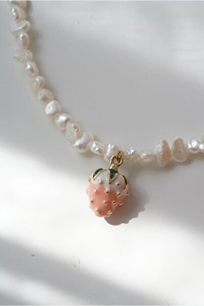 AŞIK ACCESSORIES Pembe Çilekli İnci Kolye