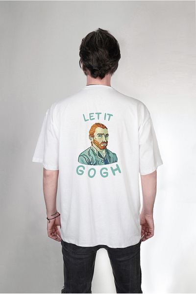 sielta Vincent Van Gogh Printed Oversize Short Sleeve White T-Shirt Tshirt
