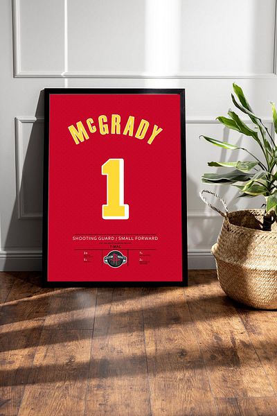 Saturn Tracy Mcgrady Jersey Framed Painting - Houston Rockets Nba