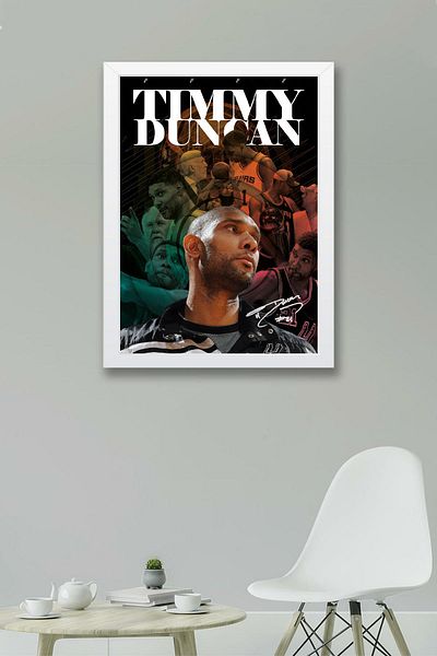 Saturn Tim Duncan Framed Painting - Basketball Nba Poster Painting