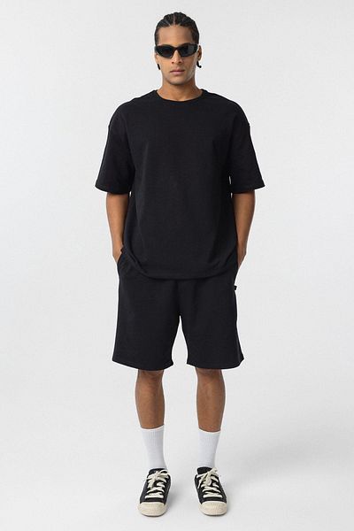 VAMOSCLO Basic Oversize Shorts Set Black