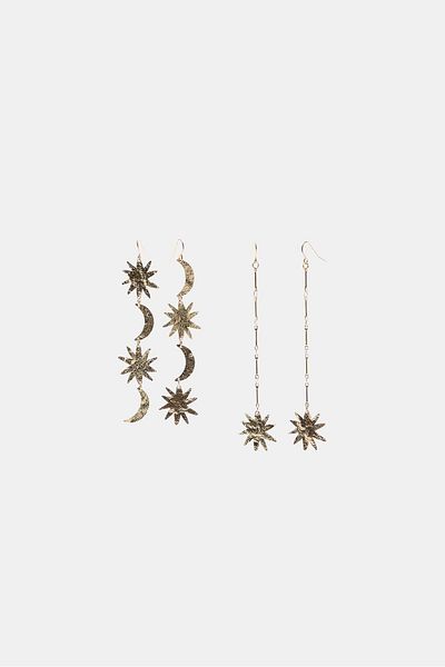 Stradivarius Set of 2 moon and sun dangle earrings
